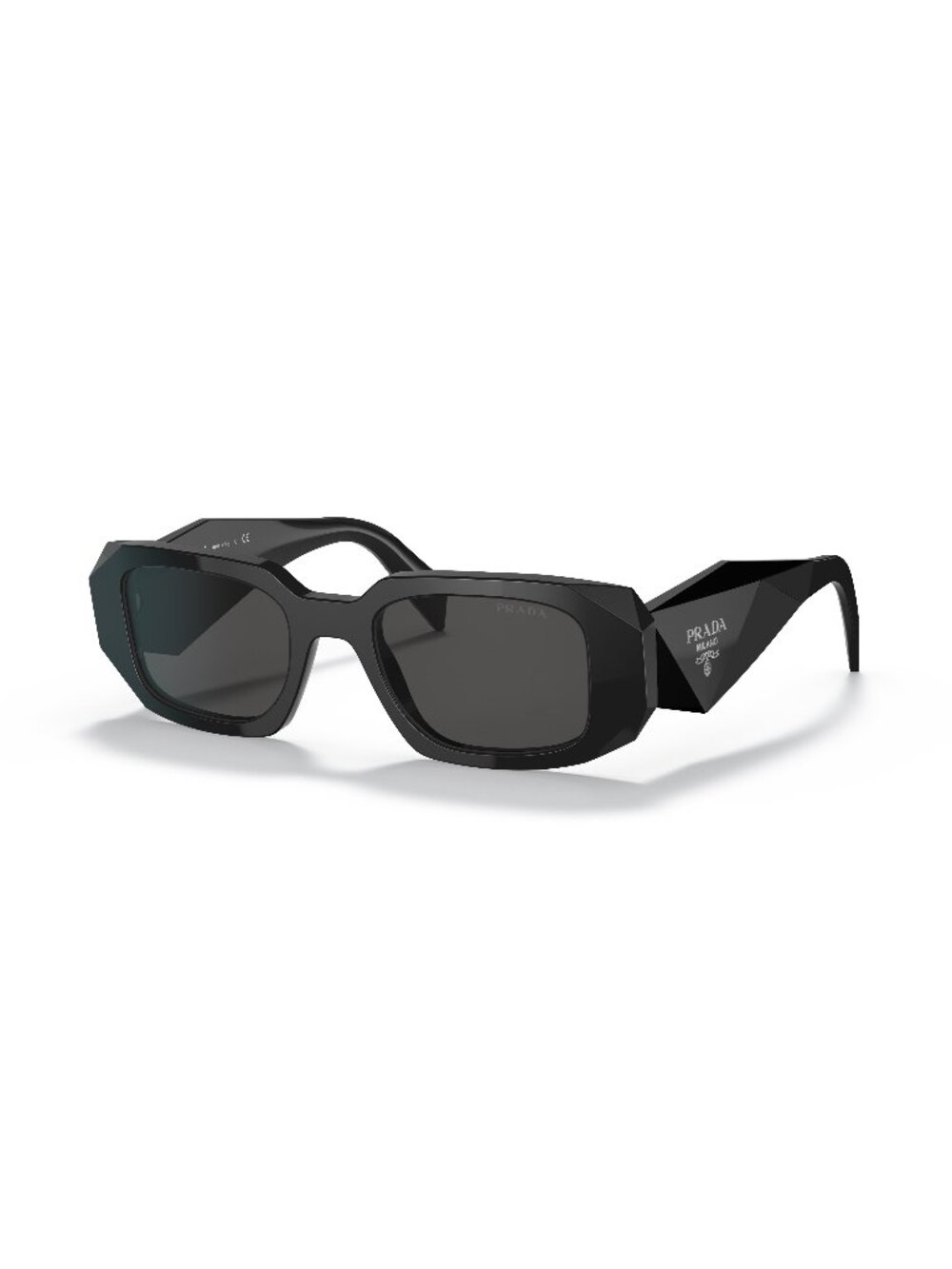 New Prada Women's Sunglasses Black Square Grey Lens Injected Frame Pr 17ws 49